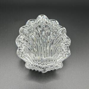 Vintage Sea Shell Shaped Small Glass Trinket Box